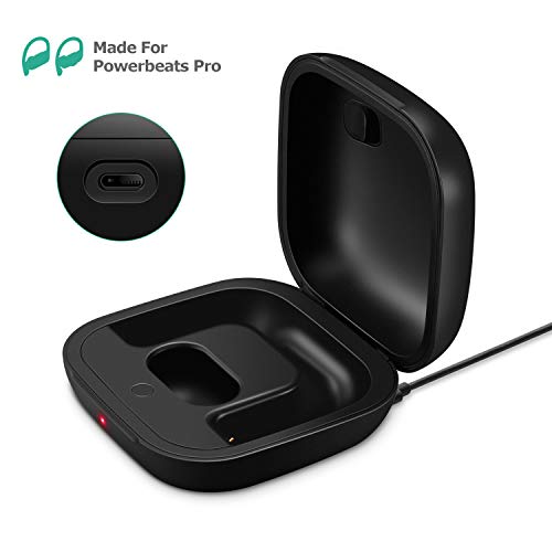 Product Cover Compatible with Powerbeats Pro 2019, Powerbeats Pro Charging Case Replacement with Bluetooth Pairing Sync Button & 700mAh Built-in Battery (Not Include Power Beats Earbuds) Black