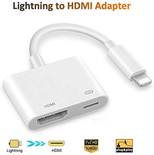 Product Cover (Apple MFi Certified) Lightning to HDMI Audio & Video Connector & Adapter, Lightning Digital Audio AV Adapter, Compatible iPhone 11 Pro Xs X 8 7 iOS 13 iPad to HDTV Monitor Projector Plug and Play