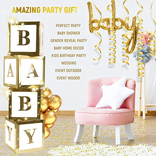 Product Cover DazzleUp 23 Baby Shower Decorations for Baby Boy or Baby Girl - Neutral Gender Reveal Boxes and Party Decorations - Baby Blocks Decorations for Baby Shower