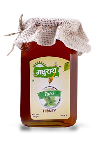 Product Cover Madhurash Tulsi Honey - Raw Unprocessed Honey - 500Gm, Collected from Natural Tulsi Farming Area.