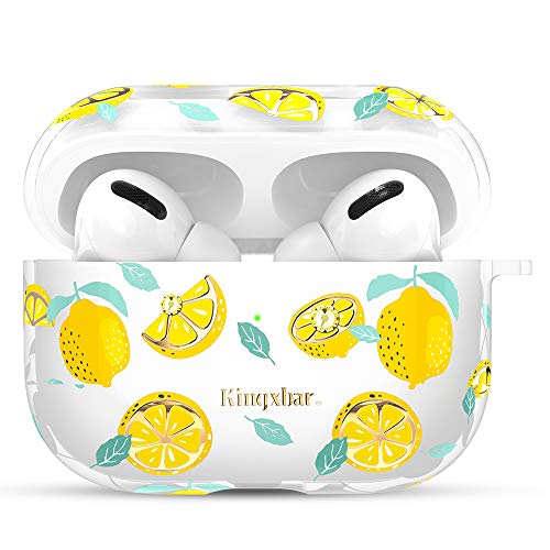 Product Cover KINGXBAR AirPods Pro Case Cover 4 in 1 Crystal from Swarovski Soft TPU Cute Protective Cover Accessories for Apple AirPods Pro/AirPods 3, Clear Lemon Design with Keychain/Dust Guard/Anti-Lost Strap