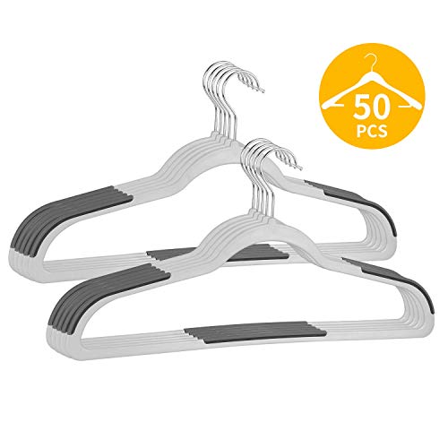 Product Cover FSUTEG Hangers ，Plastic Hangers 50 Pack Dry Wet Clothes Hangers with Non-Slip Pads with Heavy Duty 360 Swivel Hanger Hook 0.2