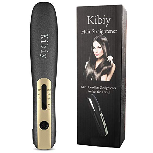 Product Cover Kibiy Mini Cordless Travel Hair Straightener USB Flat Iron Hair Curling Iron for Women Short Thin Hair and Bangs Portable Wireless Beard Straightener for Men