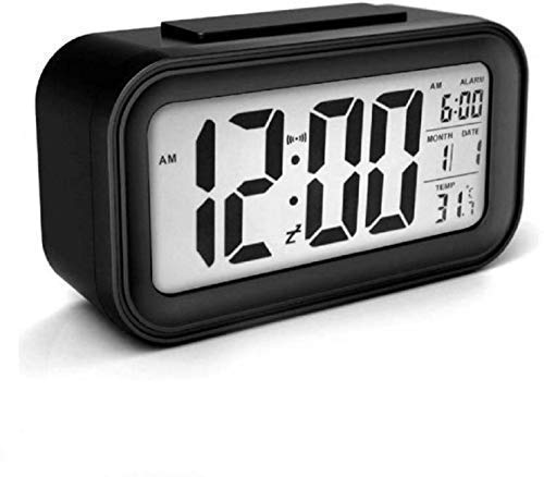Product Cover FIgment Smart Digital LED Alarm Clock | Free Mini Desk/Table Clock | Automatic Sensor, Large Back-Light Display, Date & Temperature for Bedroom, Students, Kids, Heavy Sleepers, Office & Home (Black clock)