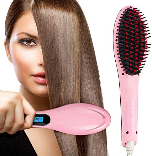 Product Cover Piesome Hair Electric Comb Brush 3 in 1 Ceramic Fast Hair Straightener For Women's Hair Straightening Brush with LCD Screen, Temperature Control Display,Hair Straightener For Women (Pink.)