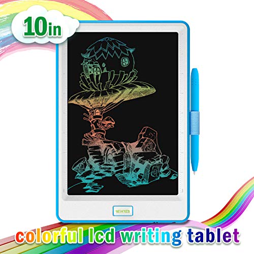 Product Cover Upgraded 10 Inch Writing Board Colorful Version with Lock Function Erasable Electronic Doodle and Scribble Board Drawing Memo Notes Taking Gifts for Kids & Adults Blue & White with 1 Lanyard