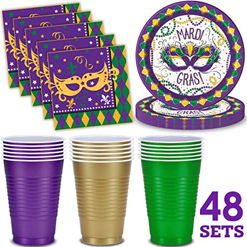 Product Cover Mardi Gras Party Supplies 48 Servings - Large Paper Plates 9