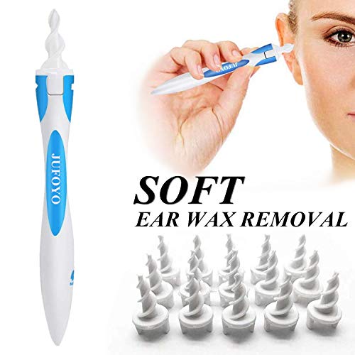 Product Cover JUFOYO q Grips Earwax Remover Ear Wax Removal Tool Spiral Ear Cleaner for Humans Ear Cleaning kit for Adults & Kids Spiral Easy Ear Cleaner with 16 Replacement Tips