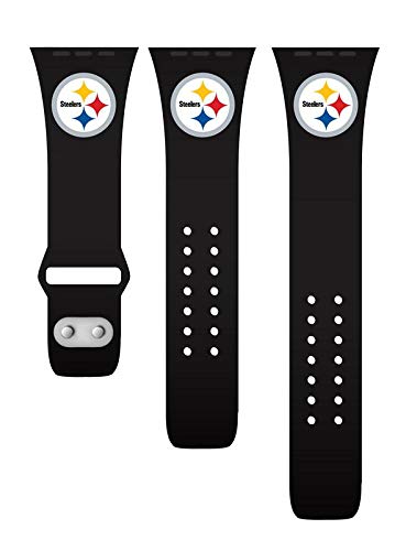 Product Cover GAME TIME Pittsburgh Steelers Silicone Watch Band Compatible with APPL Smart Watches (42mm/44mm Black)