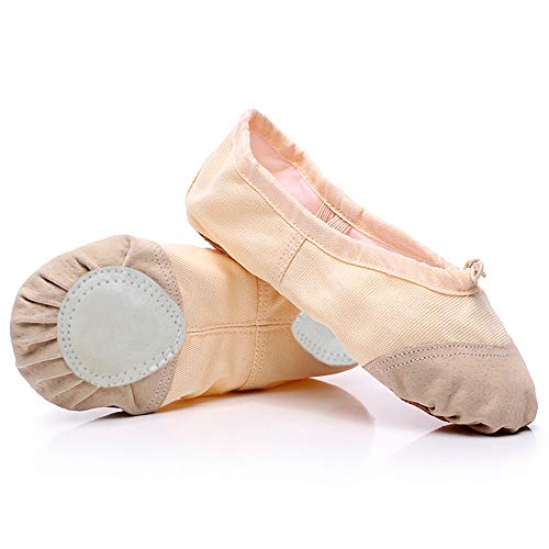 Product Cover YEREN Ballet Shoes, Canvas Dance Shoes for Girls, Children's Ballet Yoga Practice Dance Shoes (Toddler/Little Kid/Big Kid) Apricot Pink