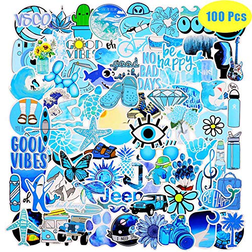 Product Cover JOINBO 100 Not Repeating Blue Stylish Cute Waterproof Vsco Stickers are Essential Materials for Becoming a Vsco Girl, Suitable for Tablets, Skateboards, Mobile Phones, Kettles, suitcases, Outdoor