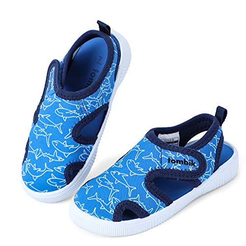 Product Cover tombik Kids Boys Sandals Aqua Toddler Water Shoes Walking Sneakers Royal Blue/Shark 8 US Toddler
