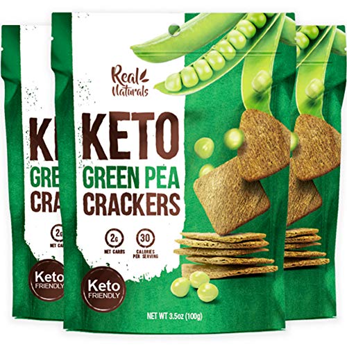 Product Cover Keto bread Crackers - low carb snacks for keto diet by Real Naturals - no sugar added, vegan, gluten free, paleo, atkins | low calorie keto food & diabetic friendly | almond nut free (3 pack)