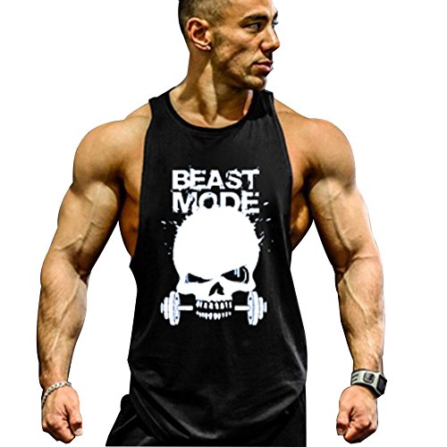Product Cover GZXISI Mens Skull Print Stringer Bodybuilding Gym Tank Tops Sleeveless Workout Shirt Fitness Vest