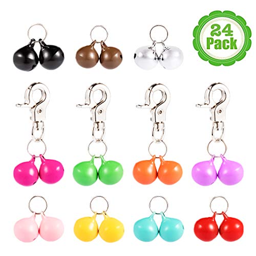 Product Cover PUPTECK 24 Pack Cat Collar Bells - Strongest & Loudest Colorful Pet Dog Collar Charm Accessories for Potty Training, Pet Necklace Pendant Bells