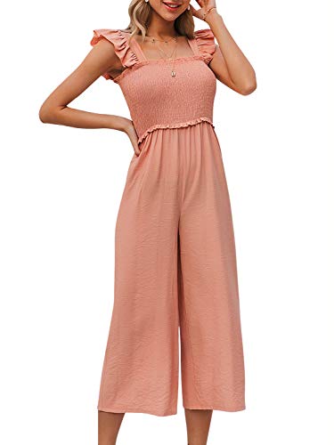 Product Cover BerryGo Women's Sleeveless Wide Leg Jumpsuit Strap Long Pants Romper Pink-S
