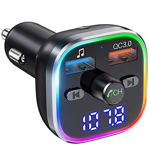 Product Cover Weback Bluetooth FM Transmitter for Car, BT 5.0 &QC3.0 Wireless Bluetooth Car Adapter Music Player Car Kit with LED Backlit, Hands-Free Calling, 2 USB Ports, Hi-Fi Music, Support U Disk/TF Card