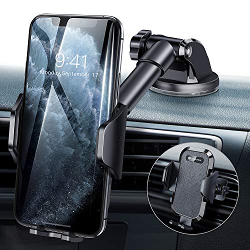 Product Cover DesertWest Universal Car Phone Mount, Cell Phone Holder for Dashboard Windshield Air Vent, Long Arm Compatible with iPhone 11 Pro Max XR XS X 8 7 6 Plus, Samsung Note 10 S10+ S10 S9 LG Google and More