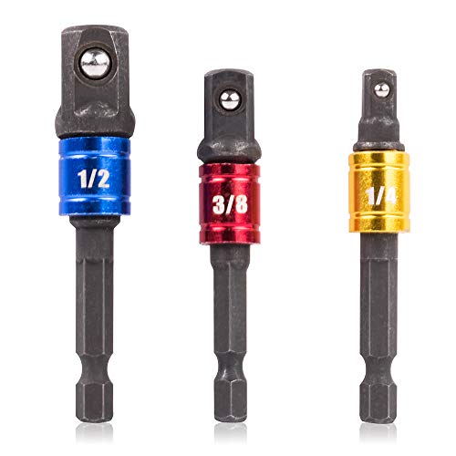 Product Cover Impact Grade Socket Adapter 3 Pack Set, 1/4