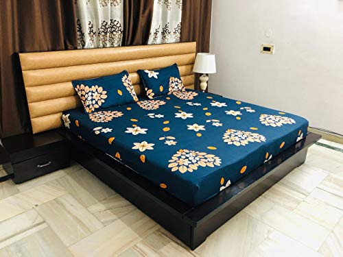 Product Cover Magnetic Shadow Abstract Hearts Polycotton King Size Elastic Fitted Bedsheets (Teal Blue)
