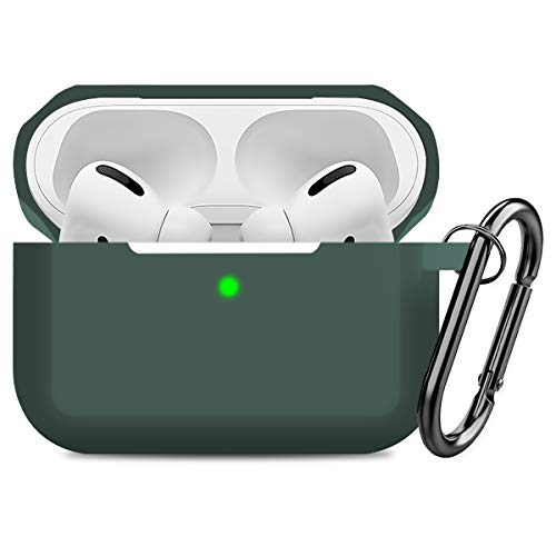 Product Cover Compatible AirPods Pro Case Cover Silicone Protective Case Skin for Apple Airpod Pro 2019 (Front LED Visible) Midnight Green