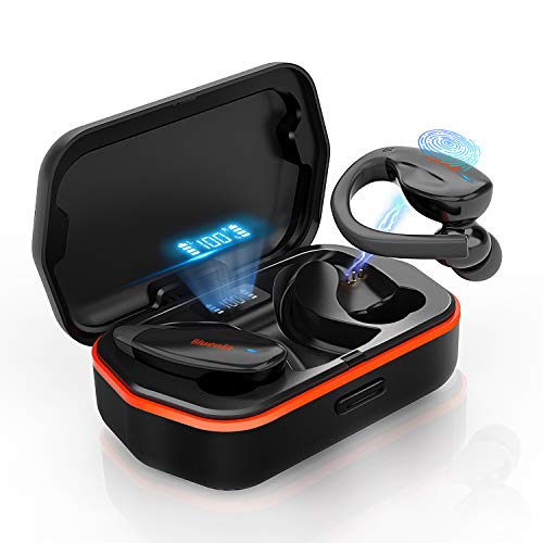 Product Cover Bluenin Wireless Earbuds Bluetooth 5.0 Headphones with Charging Case LED Battery Display 136H Playtime TWS aptX Stereo Headset IPX7 Waterproof Sport Earphones CVC8.0 Noise Cancelling Mics (Black)