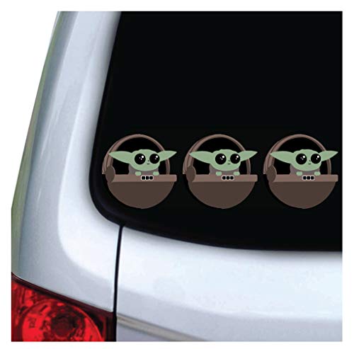 Product Cover M&R Three (3) Pack Cute Baby Alien Mini (2.75x2.75in) Vinyl Decal Stickers for Car Truck Vehicle Window