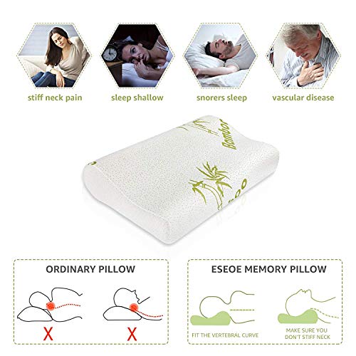 Product Cover Proliva Pillows for Sleeping Contour Memory Foam Pillow Support for Pain Relief Orthopedic Pillow Neck and Spine Support (Organic Bamboo Fiber Cover)
