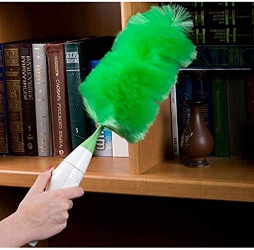 Product Cover Joker Shoppy Hand-Held Grabbing and Holding dust from Home and Car, Electric Feather Spin Duster for Cleaning Furniture, Electronics and Blinds Dust Cleaning Brush Set (Green)