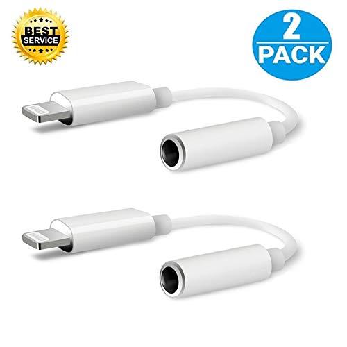 Product Cover [Apple MFi Certified]Lightning to 3.5mm Headphones/Earbuds Jack Adapter Aux Cable Earphones/Headsets Converter Accessories,(2 Pack)Iphone Dongle Audio Connector for iPhone 11/X/XR/XS/XS Max/8/7,iPad