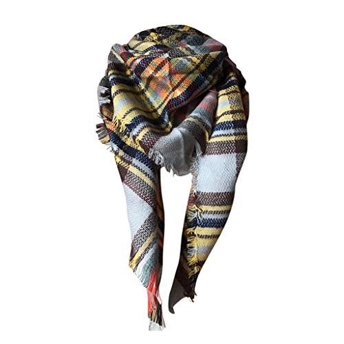 Product Cover Succper Womens Autumn winter Warm scarf Long Shawl Knit Large ScarvesTassel Plaid Cashmere Feel Triangle Cloak bandanas