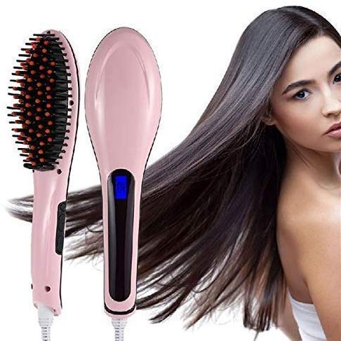 Product Cover Orson Hair Electric Comb Brush 3 in 1 Ceramic Fast Hair Straightener For Women's Hair Straightening Brush with LCD Screen, Temperature Control Display,Hair Straightener For Women (Pink)
