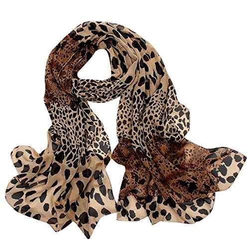 Product Cover SiQing Women's Lightweight Floral Leopard Print Long Soft Chiffon Wrap Shawl Scarf (A)