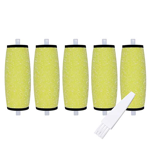 Product Cover 5 Pack Green Extra Coarse Replacement Rollers for Amope Pedi Refills Electronic Perfect Foot File Pedi Callus Remover Refills Include a Clean Brush