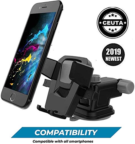 Product Cover Car Phone Mount, Car Phone Holder for Car Dashboard Windshield Long Arm Strong Suction Cell Phone Car Mount Fit with iPhone 11 Pro X XS Max XR Galaxy Note10 S10 & All Phones