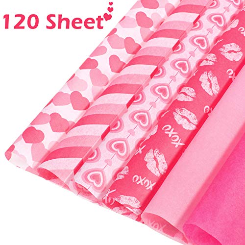 Product Cover Whaline 120 Sheets Valentines Tissue Paper, Assorted Love Heart Design Gift Wrapping Paper for Arts Crafts, Gifts, DIY, Birthdays, Weddings, Showers