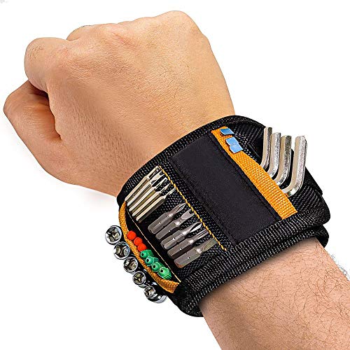Product Cover Sunhyatt Magnetic Wristband Tool Belt with 15 Strong Magnets for Holder Holding Screws,Nails, Drill Bits and Plastic Accessories, Gift for Men DIY Handyman, Father/Dad, Husband,Boyfriend,Him,Women