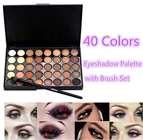 Product Cover KKYT 40 Colors Eyeshadow Palette Set, Matte Eye Shadow Powder Palette in Shimmer Glitter Eyeshadow Brush Set, Face Lips Art Makeup Tools for Party (A)