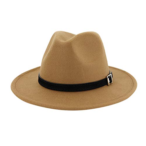 Product Cover QUNANEN Men & Women Vintage Wide Hat with Belt Buckle Adjustable Outbacks Hats for Men Khaki