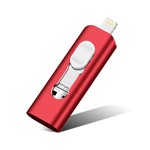 Product Cover USB Flash Drive for iPhone, 256GB Capacity iPhone External Storage, 3.0 Flash Drive Compatible with Mobile Phone and Computer, Suitable for iPhone iPad Android and Computers (red) (RED)