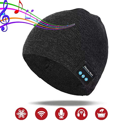 Product Cover Wireless Beanie Hat with Bluetooth Headphones for Men Gifts, Unisex Knit Cap Stocking Stuffers Christmas Birthday Gift for Outdoor Winter Sports, Skiing, Running, Skating, Women and Teen