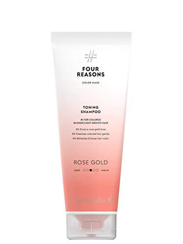 Product Cover Color Mask Rose Gold Toning Shampoo - Toning Shampoo for Blonde and Light Brown Hair - Rose Gold Color Depositing Shampoo, Four Reasons 6.76 fl oz