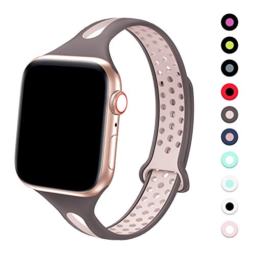 Product Cover Bandiction Sport Watch Band Compatible with Apple Watch Series 5 38mm 40mm Band, Breathable Soft Sport Silicone Wristband for iWatch Series 5 4 3 2 1 Nike+,Sport,Edition (Smoke Violet/Pink Sand)