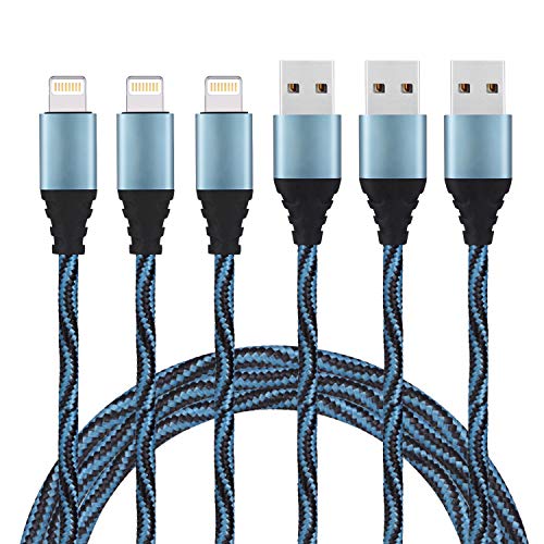 Product Cover iPhone Charger, Lightning Cable 3Pack 6ft iPhone Charger Cable Nylon Braided Charging Cable Cord Compatible X 8 8plus 7 7plus 6s 6s Plus More