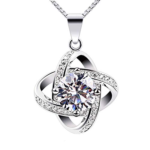 Product Cover RDTIAN Ladies Necklace, Women's Jewelry Charm Silver Plated Diamond Pendant Hollow Necklace Creative Shinning Elegant Retro