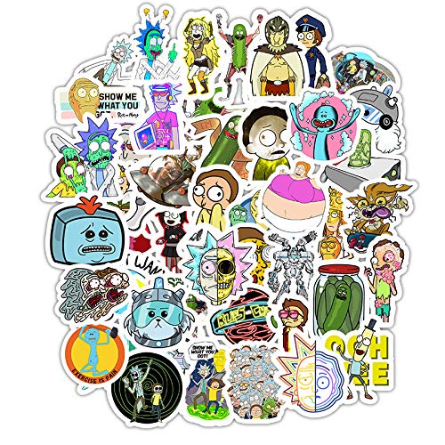 Product Cover 50 pcs Rick and Morty Vinyl Skateboard Guitar Travel Case Sticker Door Laptop Luggage Car Bike Bicycle Stickers