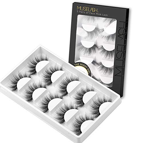 Product Cover MUSELASH 3D False Eyelashes,5 Pairs Faux Mink Lashes Pack Handmade,Luxurious Volume Fluffy Soft Reusable Fake lashes for Women