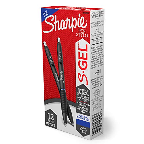 Product Cover Sharpie S-Gel, Gel Pens, Bold Point (1.0mm), Blue Ink Gel Pen, 12 Count