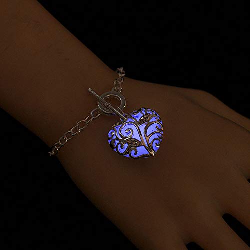 Product Cover Luminous Bracelet for Womens Girls Ladies Heart Shape Glow in Dark Chain Jewelry Personality Luminous Bracelet (Purple)