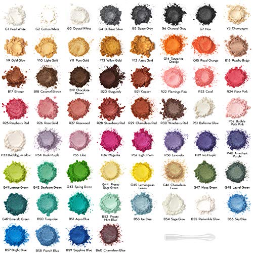 Product Cover Arteza Mica Powder for Epoxy Resin, 60 Colors, Cosmetic Grade, 0.18 oz Bottles, for Soap Making, Nail Polish, Bath Bombs, Candle & Slime Making